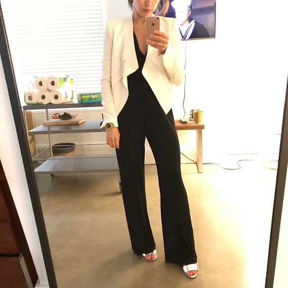 Black open back jersey pant suit - Picture 5 of 6